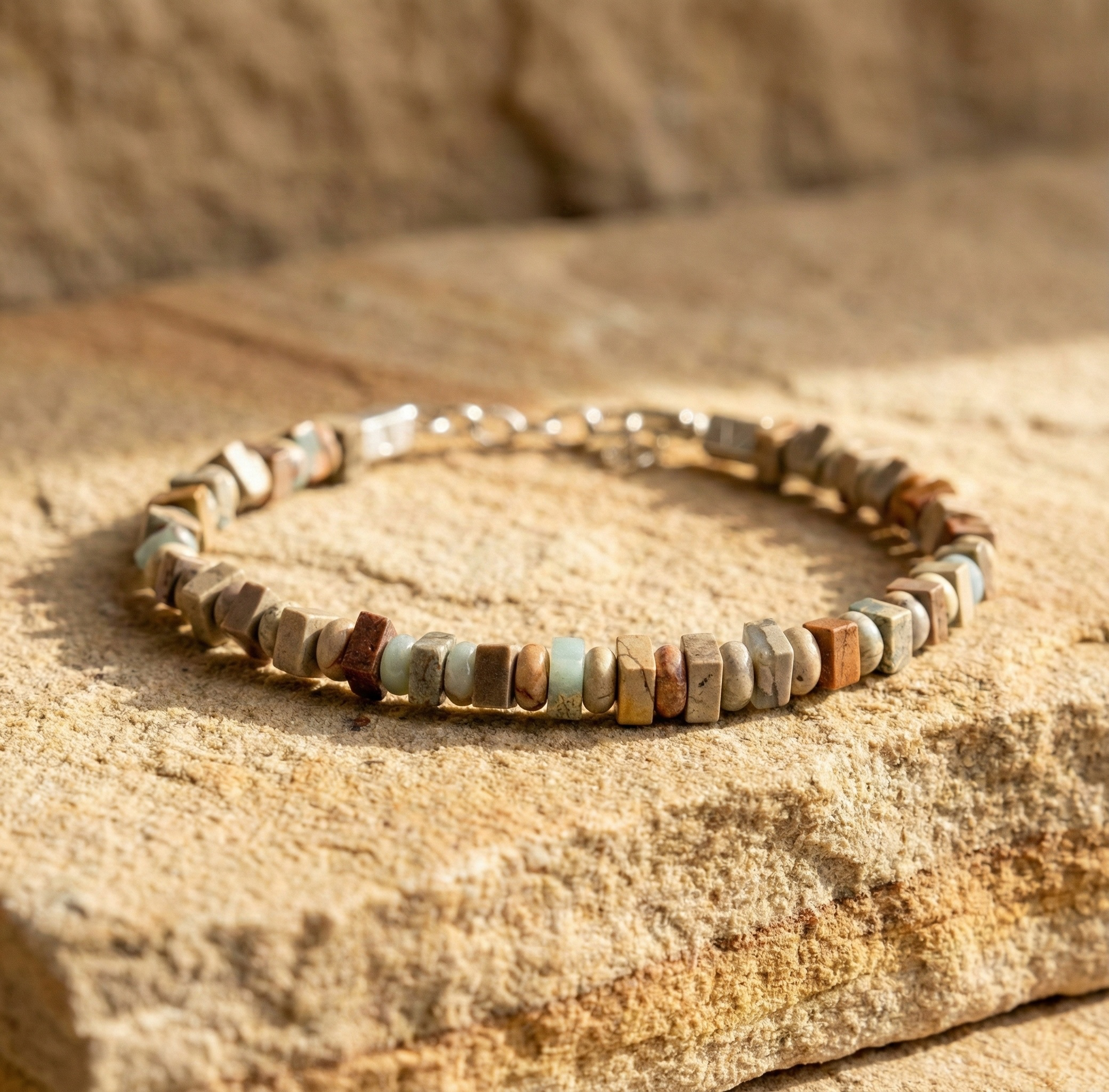 Shoushan Stone Abacus and Square Cut Bracelet | Armillas Design – geometric gemstone bracelet – view 3