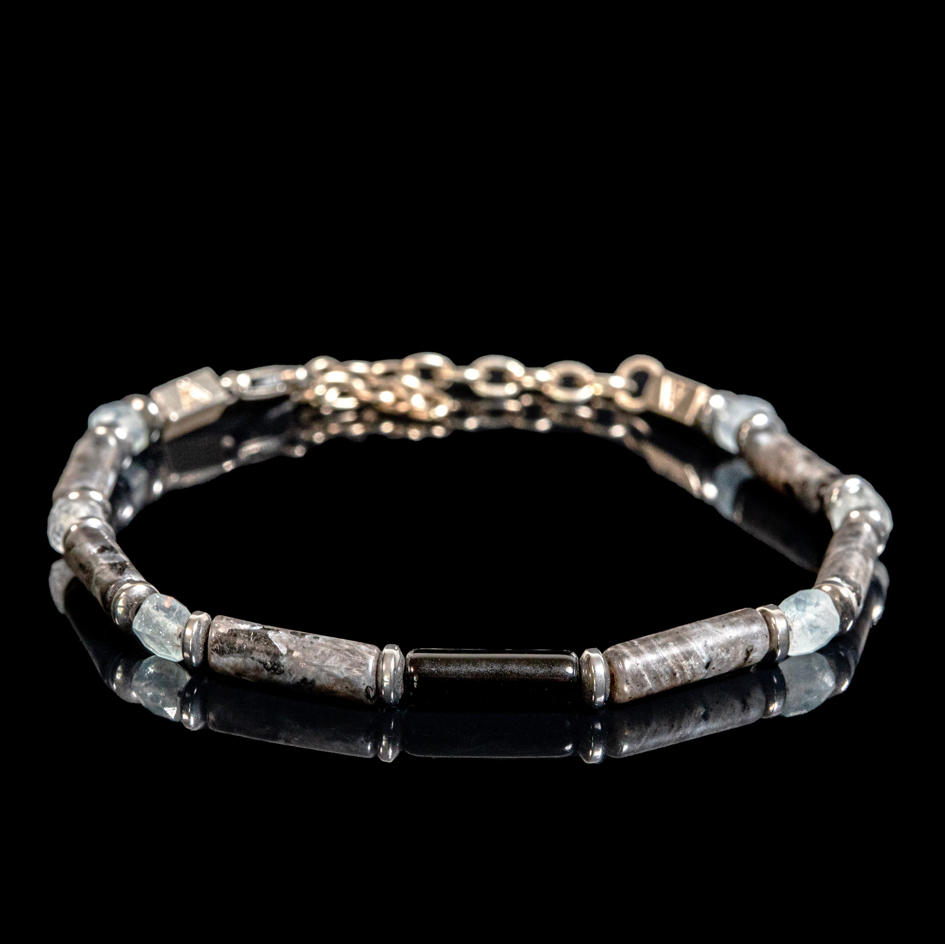 Spectrolite, Aquamarine and Spinel Bracelet II | Armillas Design – iridescent gemstone bracelet