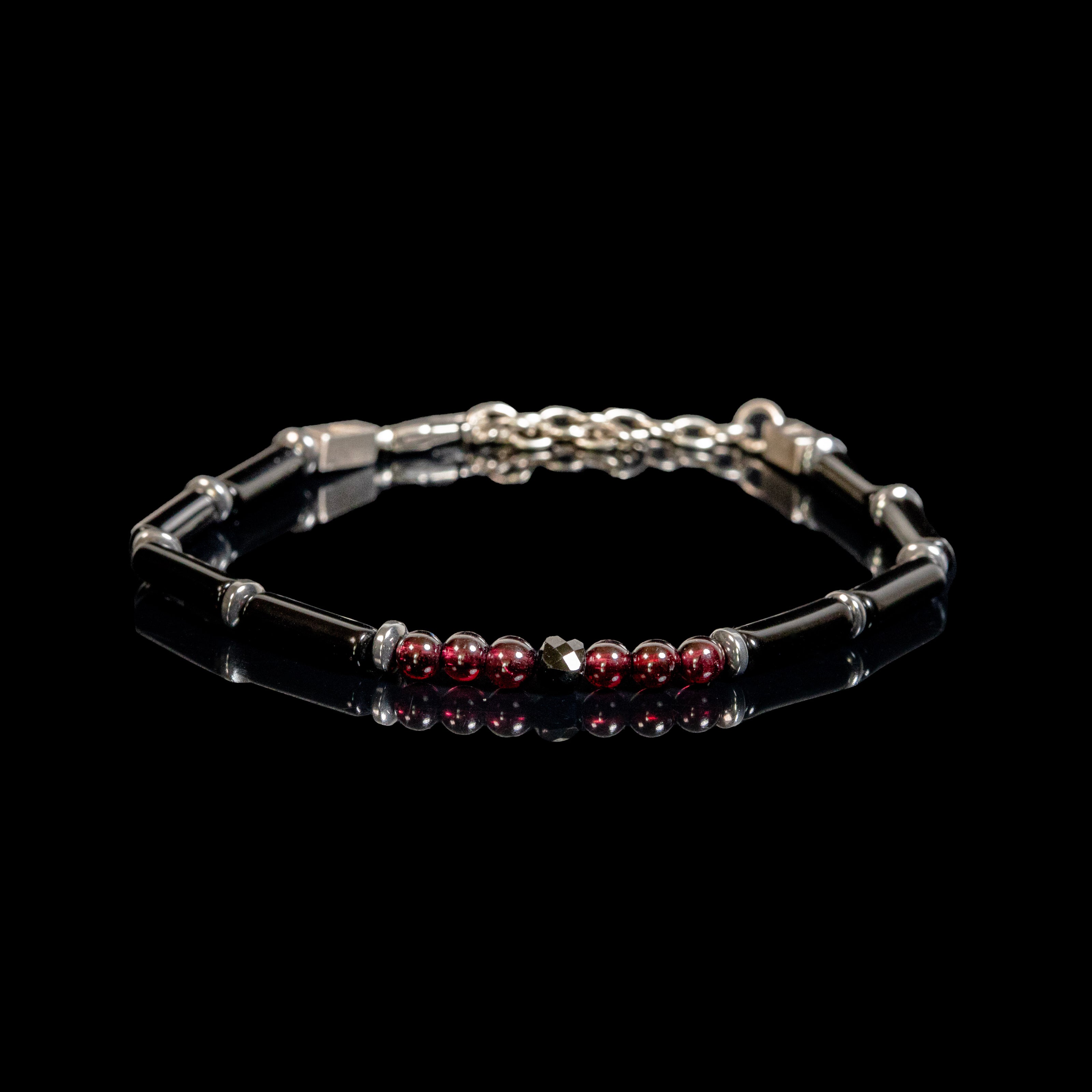 Black Tourmaline, Red Garnet and Spinel Bracelet | Armillas Design – protective gemstone bracelet