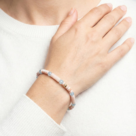 Pink Opal, Aquamarine and 14kt Solid Gold Bracelet | Armillas Design – luxury gemstone bracelet – view 2