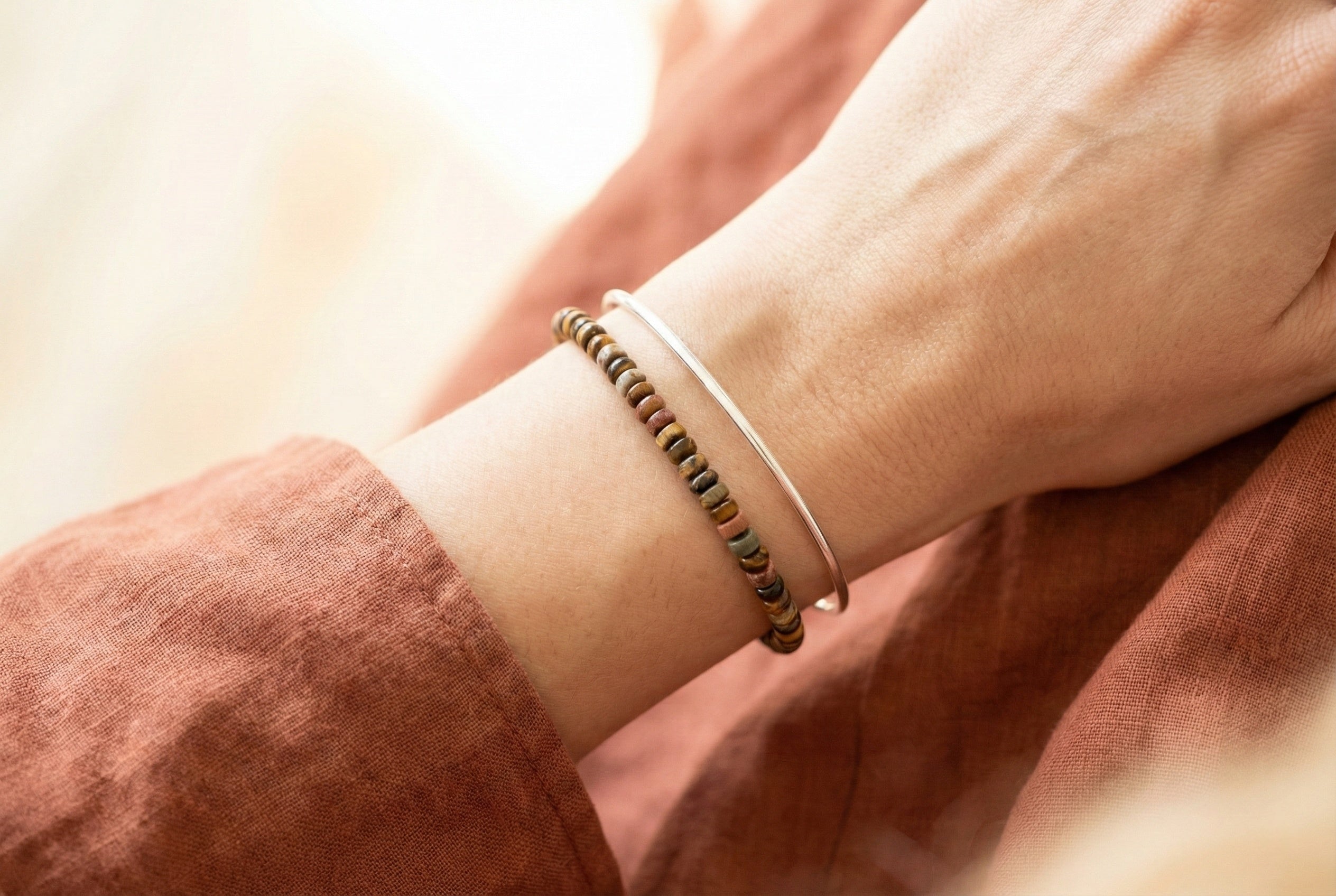 Tiger's Eye and Red Picasso Jasper Bracelet | Armillas Design – earthy gemstone bracelet – view 5