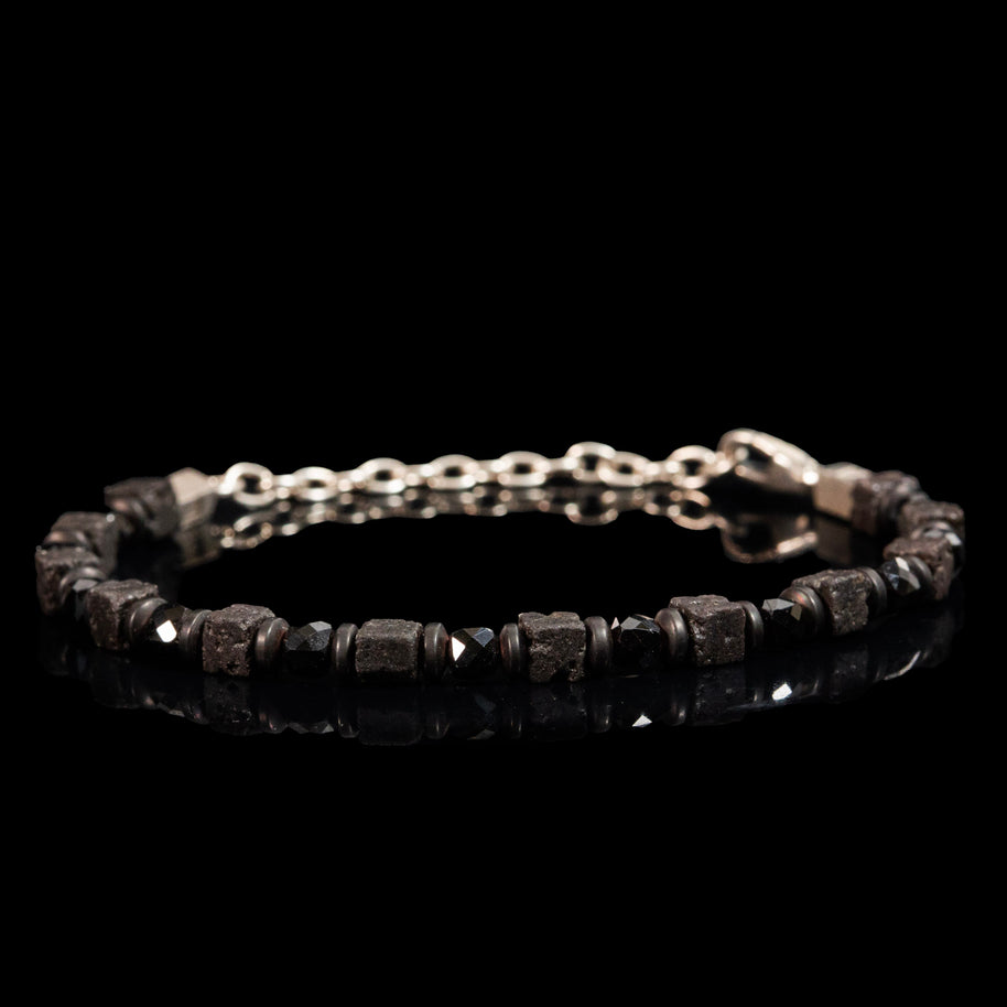 Spinel and Lava Stone Bracelet | Armillas Design – black spinel volcanic lava bracelet – view 8