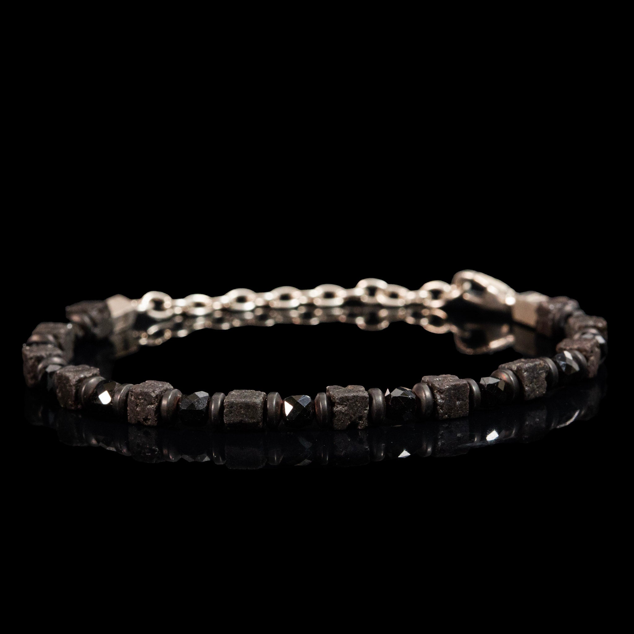 Spinel and Lava Stone Bracelet | Armillas Design – black spinel volcanic lava bracelet – view 8