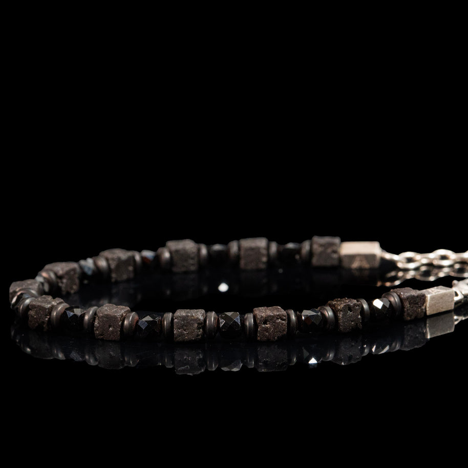 Spinel and Lava Stone Bracelet | Armillas Design – black spinel volcanic lava bracelet – view 3