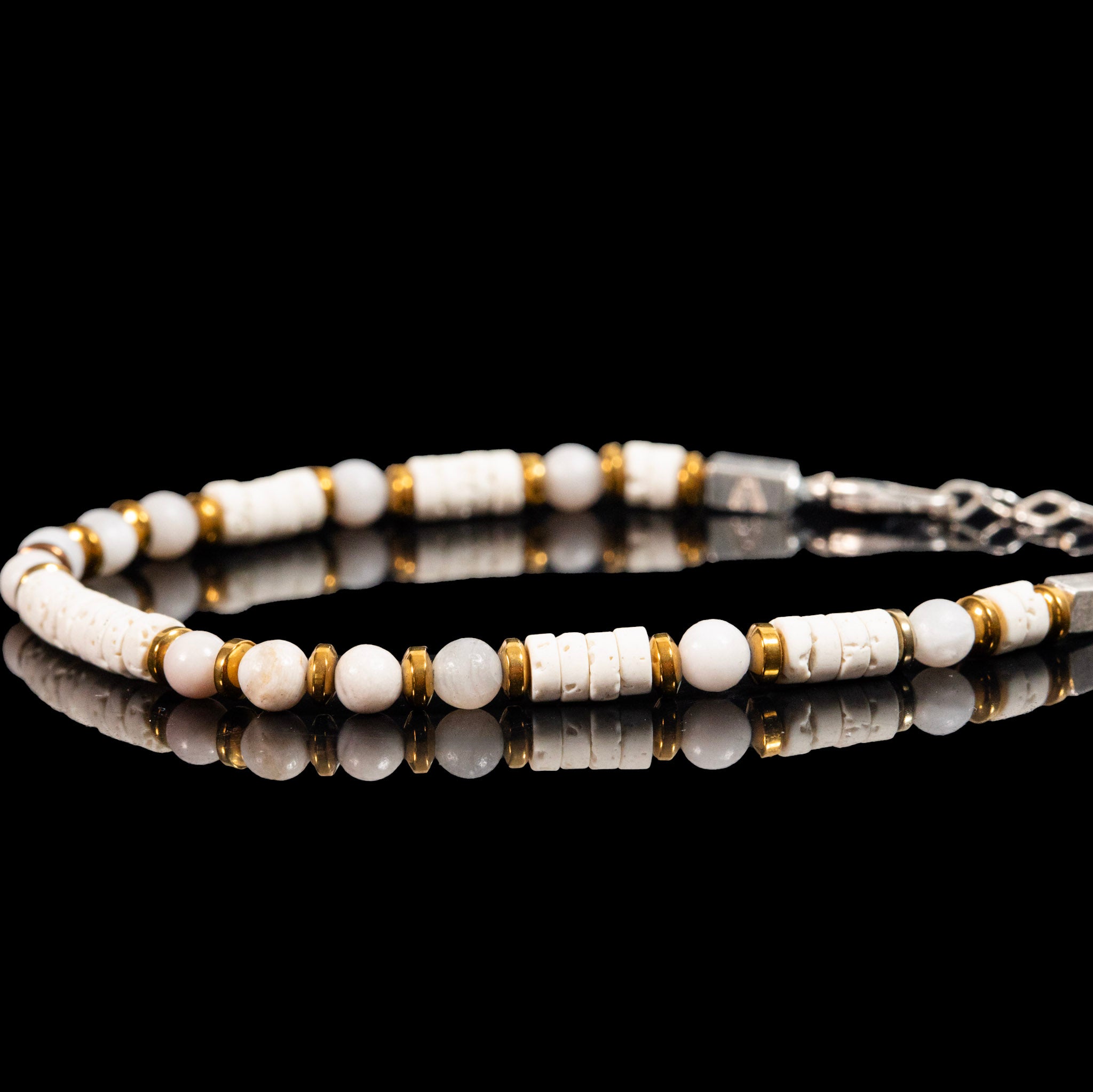 Lava Stone and Black Shell Bracelet | Armillas Design – volcanic lava bracelet – view 2