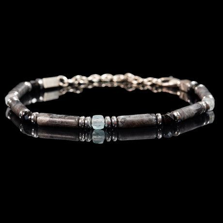Spectrolite, Aquamarine and Spinel Bracelet | Armillas Design – iridescent gemstone bracelet