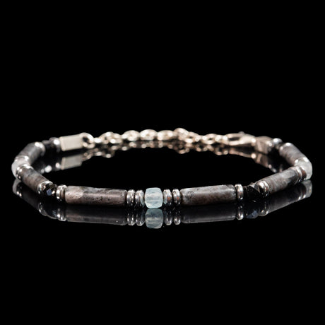 Spectrolite, Aquamarine and Spinel Bracelet | Armillas Design – iridescent gemstone bracelet – view 2