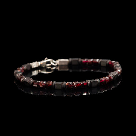 Garnet and Hematite Bracelet | Armillas Design – red garnet gemstone bracelet – view 2