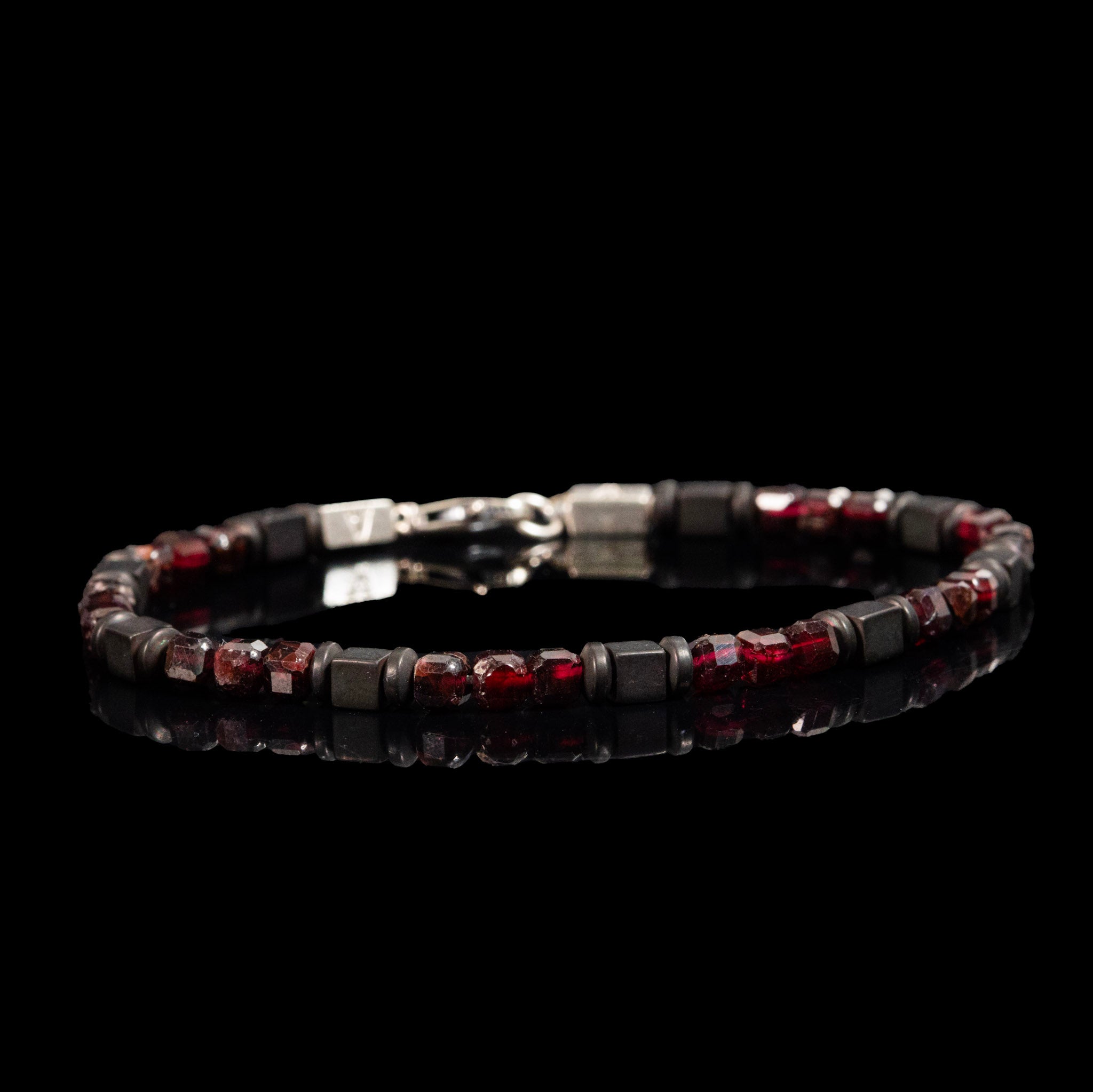 Garnet and Hematite Bracelet | Armillas Design – red garnet gemstone bracelet