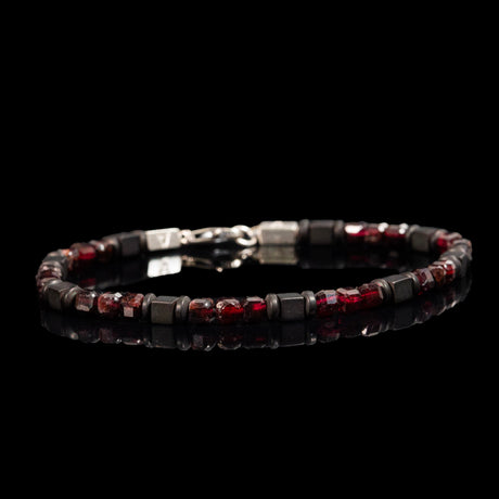 Garnet and Hematite Bracelet | Armillas Design – red garnet gemstone bracelet