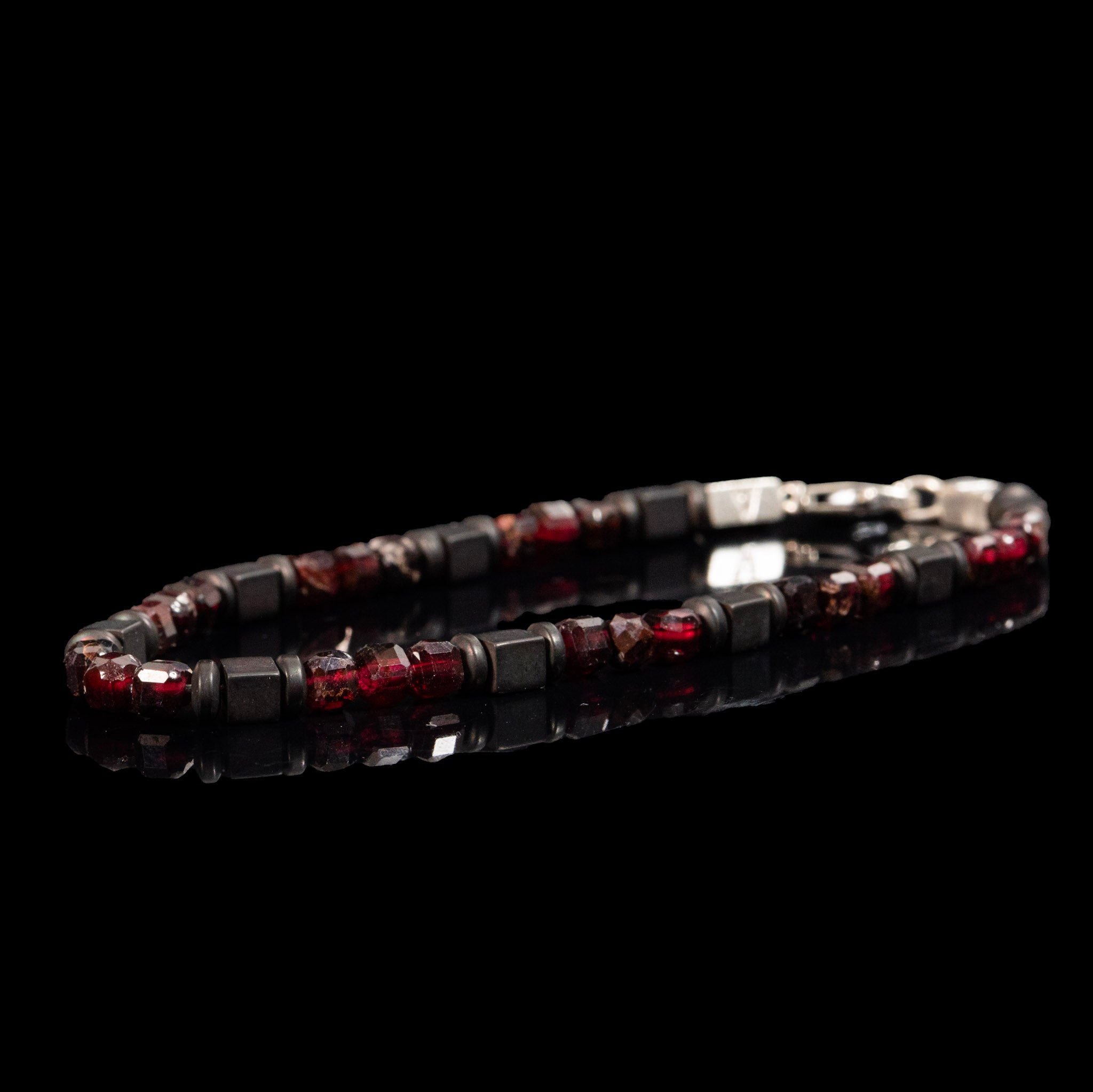 Garnet and Hematite Bracelet | Armillas Design – red garnet gemstone bracelet – view 3