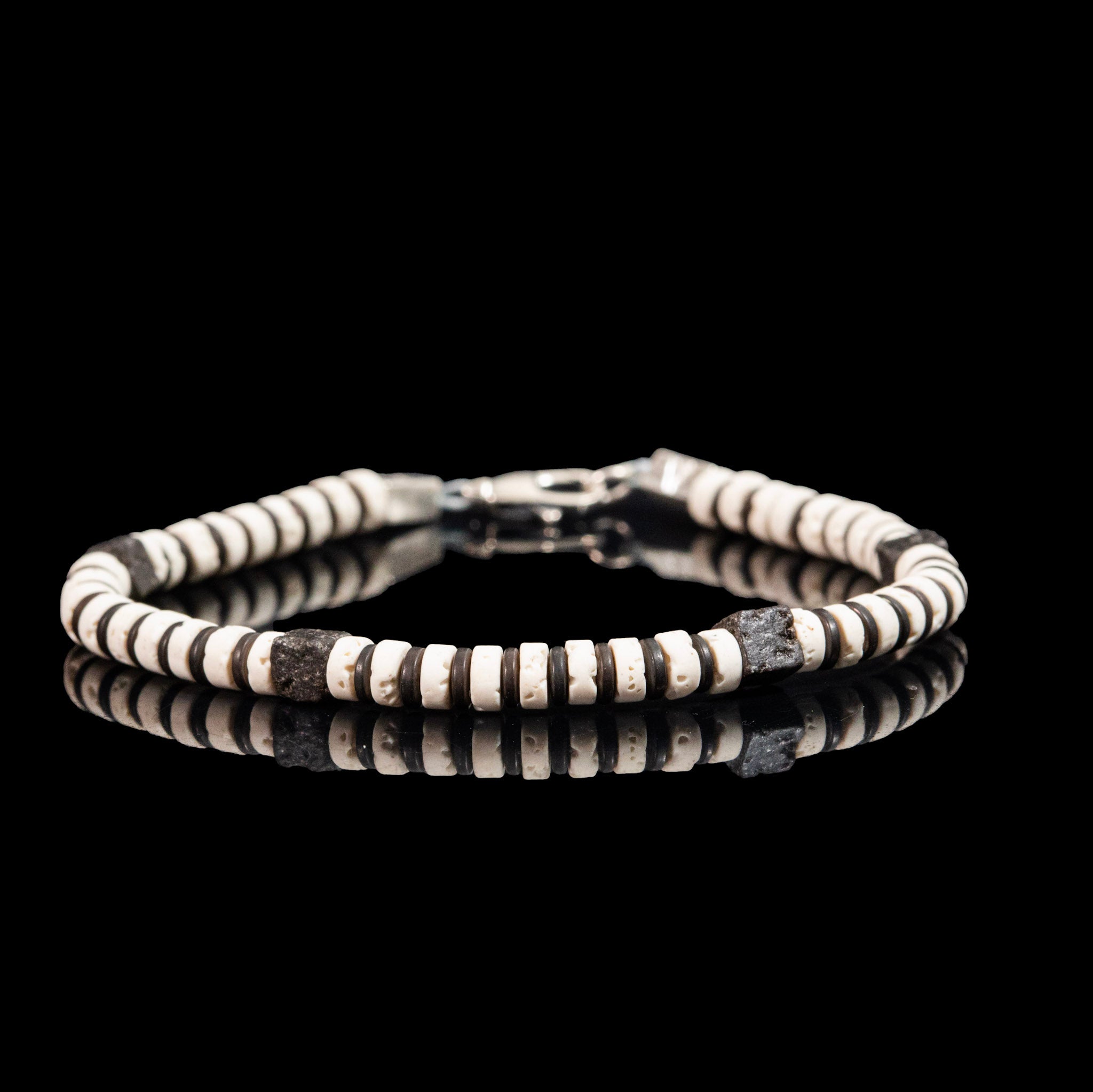 Black and White Lava Stone Bracelet | Armillas Design – volcanic lava gemstone bracelet