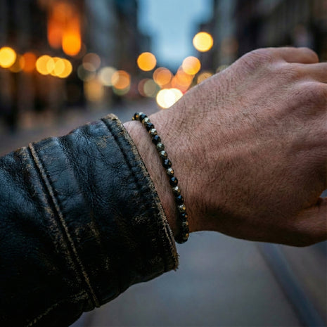 Spinel and Pyrite Bracelet | Armillas Design – black and gold gemstone bracelet