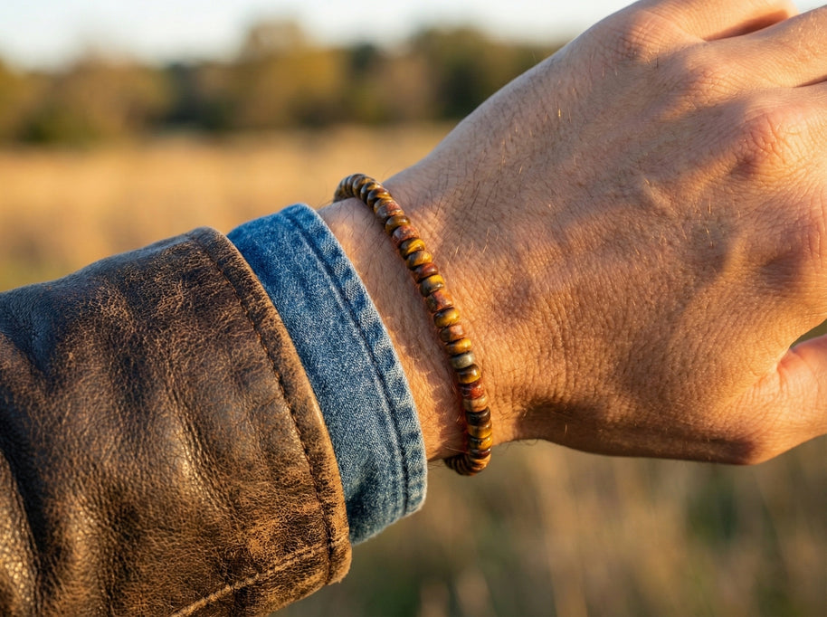 Tiger's Eye and Red Picasso Jasper Bracelet | Armillas Design – earthy gemstone bracelet – view 2