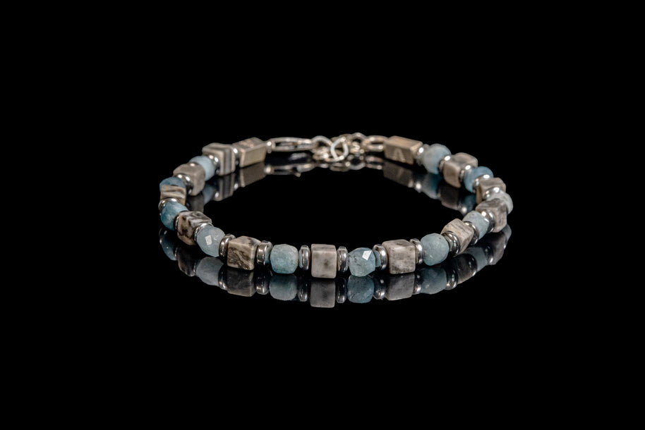 Aquamarine and Jasper Bracelet | Armillas Design – handcrafted gemstone bracelet