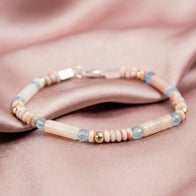 Pink Opal, Aquamarine and 14kt Solid Gold Bracelet | Armillas Design – luxury gemstone bracelet – view 4