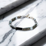 Spectrolite, Aquamarine and Spinel Bracelet II | Armillas Design – iridescent gemstone bracelet – view 4