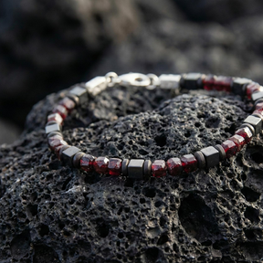 Garnet and Hematite Bracelet | Armillas Design – red garnet gemstone bracelet – view 6