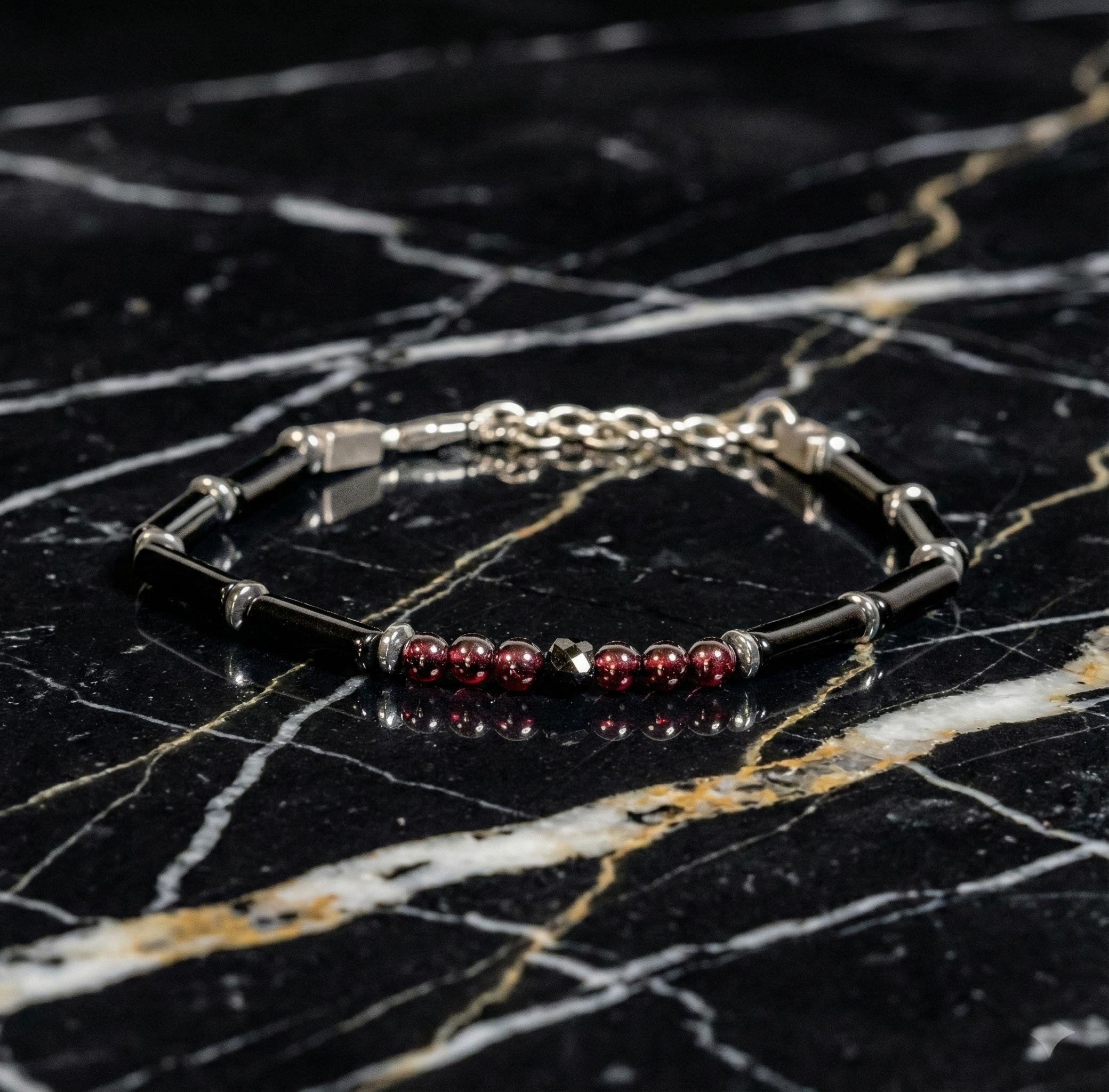Black Tourmaline, Red Garnet and Spinel Bracelet | Armillas Design – protective gemstone bracelet – view 3