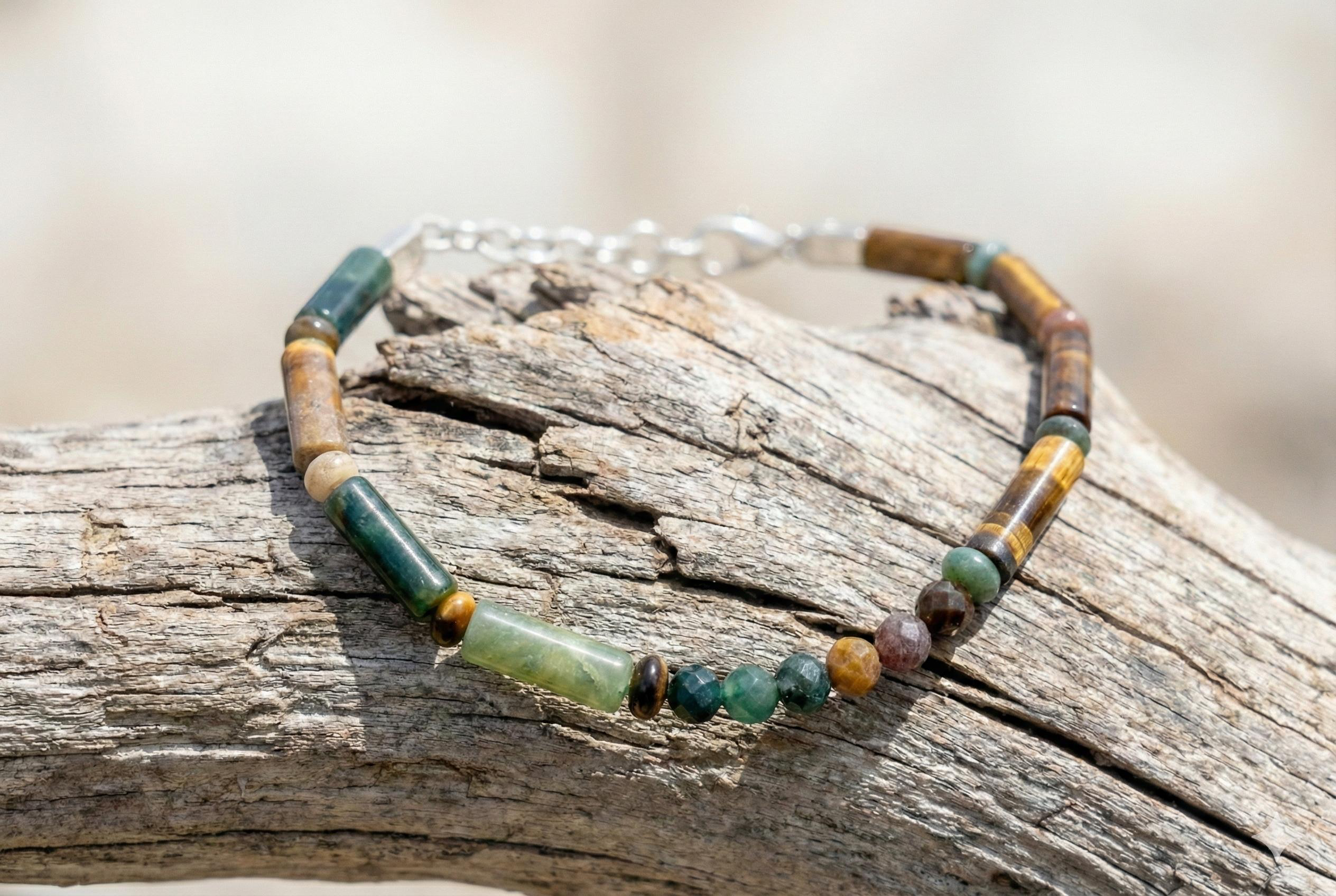 Indian Agate and Tiger's Eye Bracelet | Armillas Design – earthy gemstone bracelet – view 2