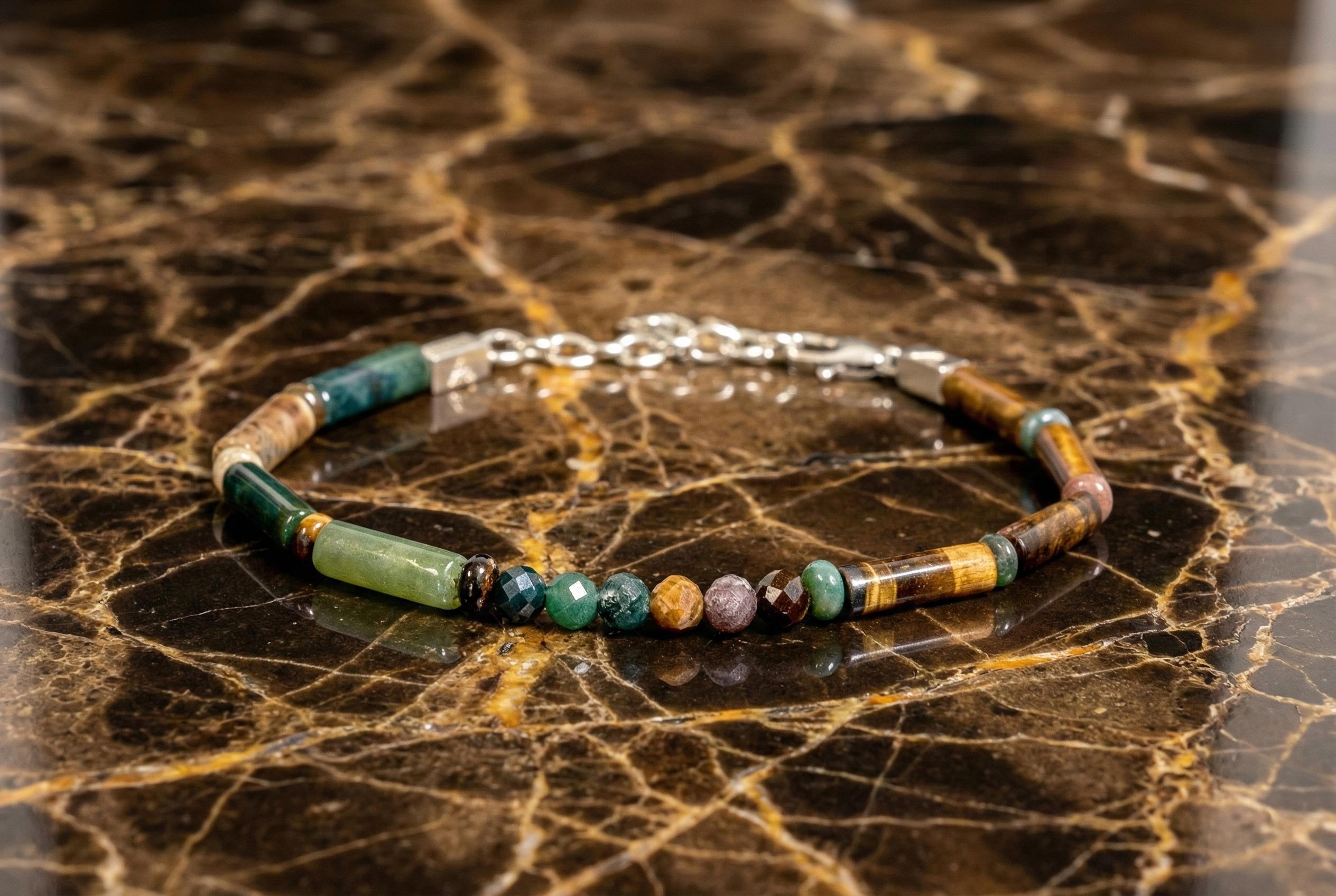 Indian Agate and Tiger's Eye Bracelet | Armillas Design – earthy gemstone bracelet – view 3