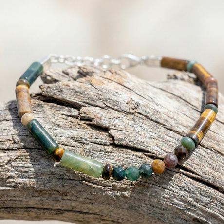 Indian Agate and Tiger's Eye Bracelet | Armillas Design – earthy gemstone bracelet – view 2