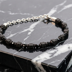 Spinel and Lava Stone Bracelet | Armillas Design – black spinel volcanic lava bracelet – view 4