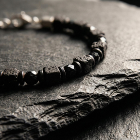 Spinel and Lava Stone Bracelet | Armillas Design – black spinel volcanic lava bracelet – view 2
