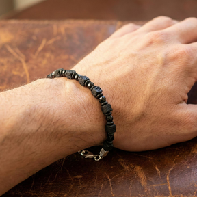 Spinel and Lava Stone Bracelet | Armillas Design – black spinel volcanic lava bracelet – view 6