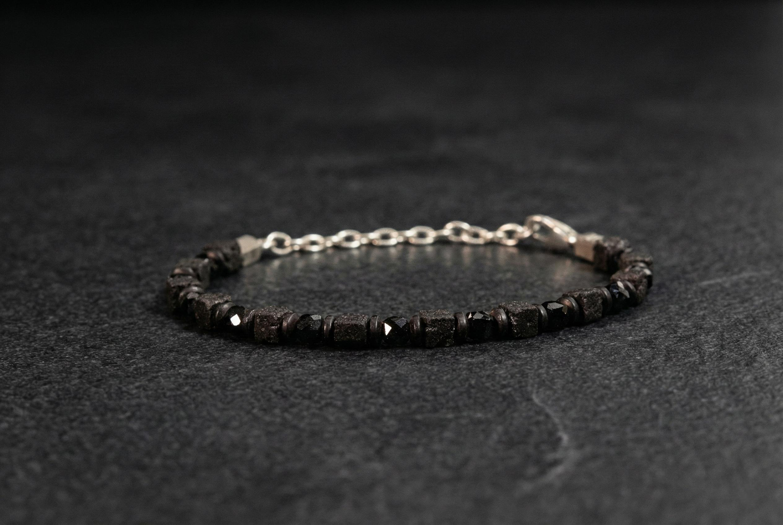 Spinel and Lava Stone Bracelet | Armillas Design – black spinel volcanic lava bracelet – view 7