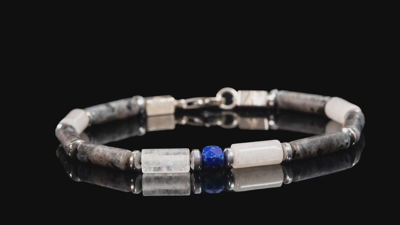 Spectrolite Quartz and Lapis Lazuli Bracelet - 360 rotation