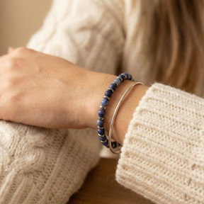 Sodalite and Hematite Bracelet | Armillas Design – sodalite gemstone bracelet – view 6