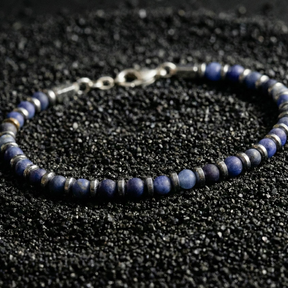 Sodalite and Hematite Bracelet | Armillas Design – sodalite gemstone bracelet – view 7