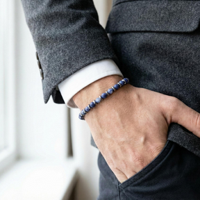 Sodalite and Hematite Bracelet | Armillas Design – sodalite gemstone bracelet – view 5