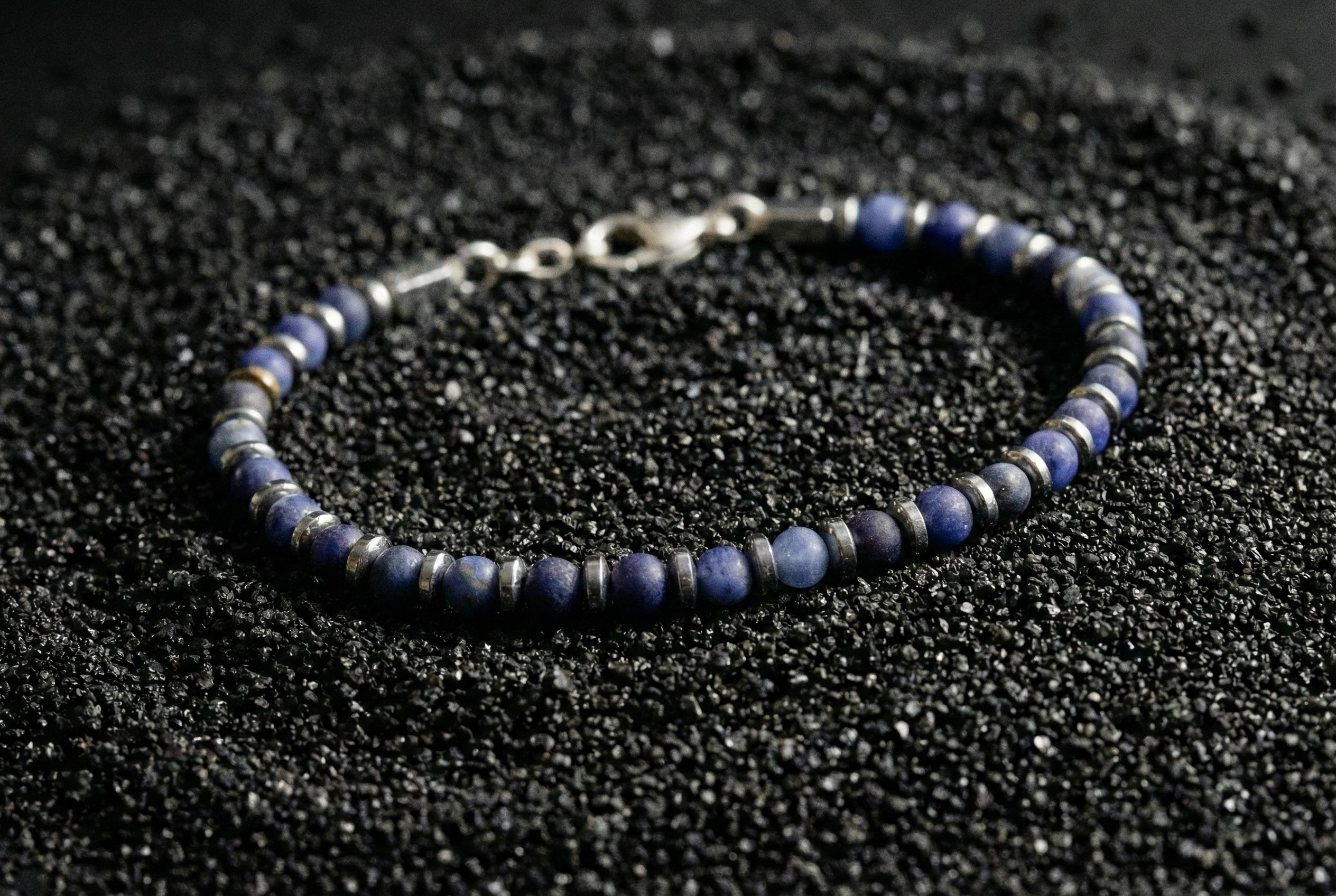 Sodalite and Hematite Bracelet | Armillas Design – sodalite gemstone bracelet – view 7