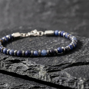 Sodalite and Hematite Bracelet | Armillas Design – sodalite gemstone bracelet – view 4