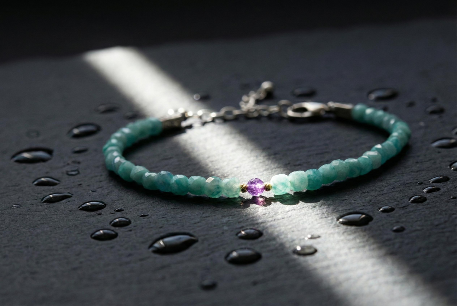Amazonite and Amethyst Bracelet | Armillas Design – handcrafted gemstone bracelet – view 2