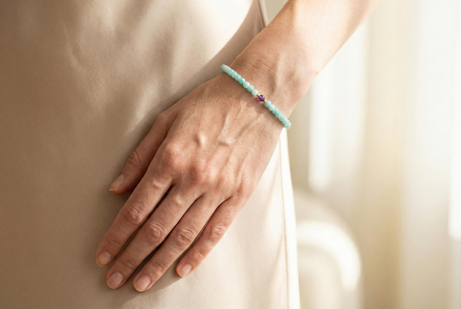 Amazonite and Amethyst Bracelet | Armillas Design – handcrafted gemstone bracelet – view 4