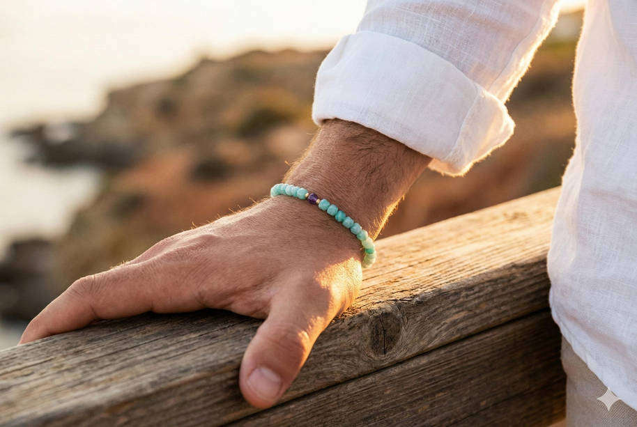 Amazonite and Amethyst Bracelet | Armillas Design – handcrafted gemstone bracelet – view 5