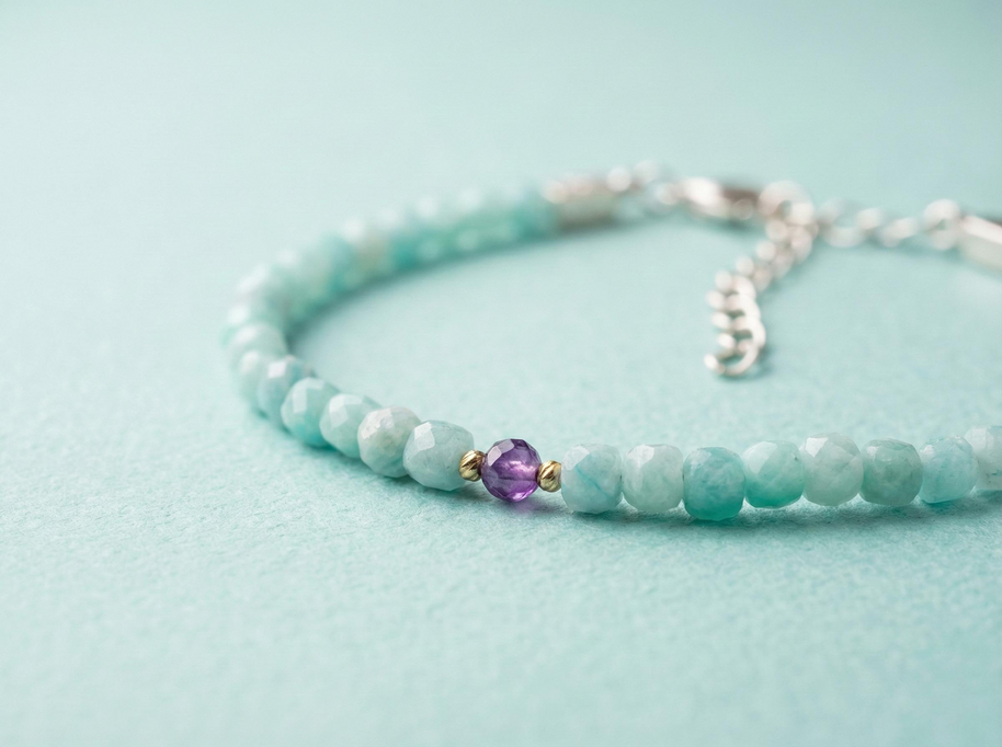 Amazonite and Amethyst Bracelet | Armillas Design – handcrafted gemstone bracelet – view 6