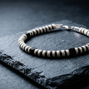 Black and White Lava Stone Bracelet | Armillas Design – volcanic lava gemstone bracelet – view 2