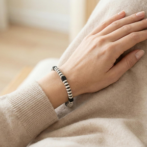 Black and White Lava Stone Bracelet | Armillas Design – volcanic lava gemstone bracelet – view 5