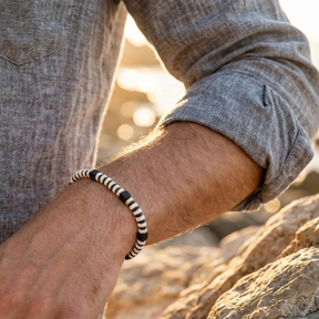 Black and White Lava Stone Bracelet | Armillas Design – volcanic lava gemstone bracelet – view 6