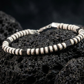 Black and White Lava Stone Bracelet | Armillas Design – volcanic lava gemstone bracelet – view 7